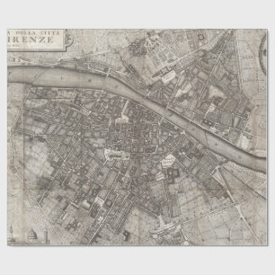 Vintage Map of Florence Italy (1847) Wrapping Paper