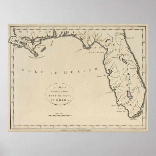Vintage Map of Florida (1794) Poster (Front)