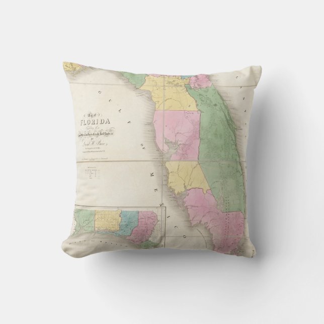 Vintage Map of Florida (1839) Cushion (Front)