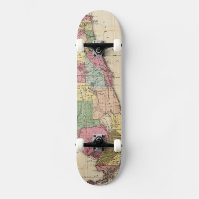 Vintage Map of Florida (1870) Skateboard (Front)