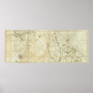 Vintage Map of Florida and The Bahamas (1776) Poster