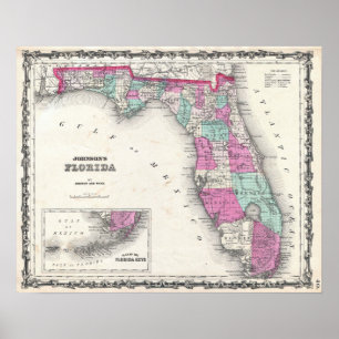 Vintage Map of Florida Poster