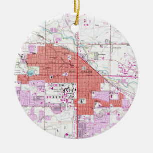 Vintage Map of Fort Collins Colorado (1960) Ceramic Tree Decoration