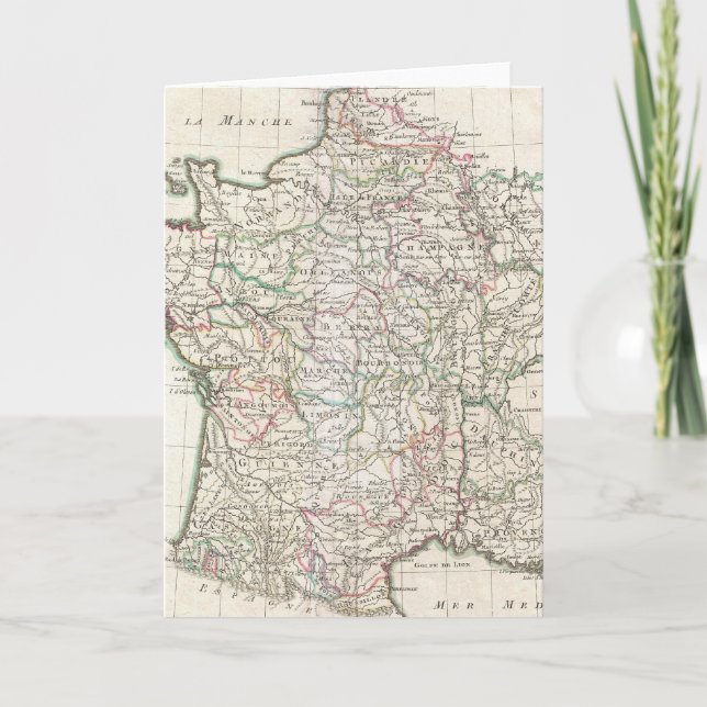 Vintage Map of France (1771) Card (Front)