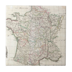 Vintage Map of France (1771) Tile