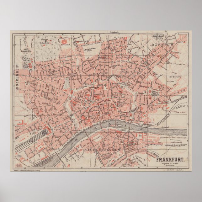 Vintage Map of Frankfurt Germany (1900) Poster (Front)
