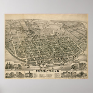 Vintage Map of Fredericton New Brunswick (1882) Poster