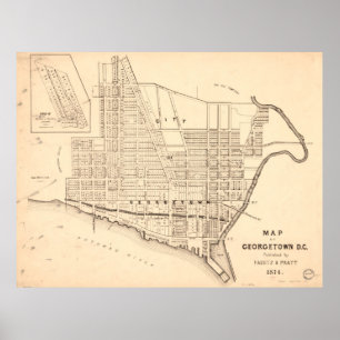 Vintage Map of Georgetown (Washington D.C.) 1876 Poster