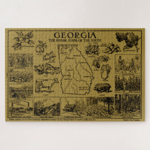 Vintage Map of Georgia (1912) - Tan Jigsaw Puzzle