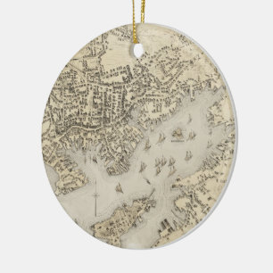 Vintage Map of Gloucester Massachusetts (1873) Ceramic Ornament