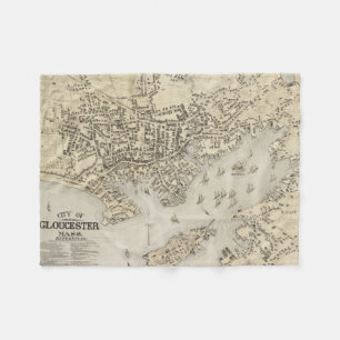 Vintage Map of Gloucester Massachusetts (1873) Fleece Blanket