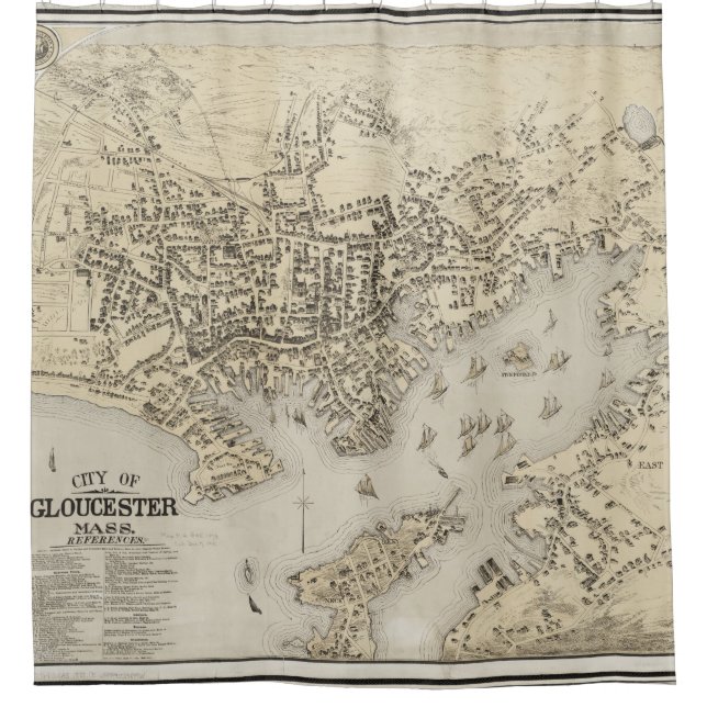 Vintage Map of Gloucester Massachusetts (1873) Shower Curtain (Front)