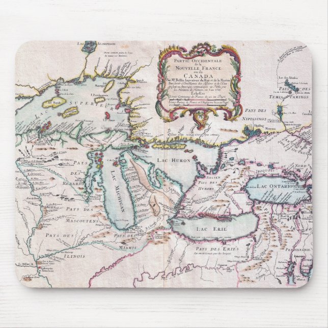 Vintage Map of Great Lakes Mouse Pad (Front)