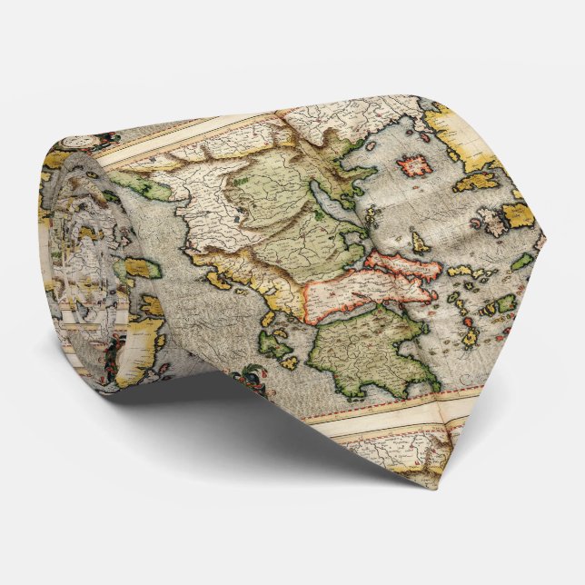 Vintage Map of Greece (1596) Tie (Rolled)
