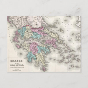 Vintage Map of Greece (1855) Postcard
