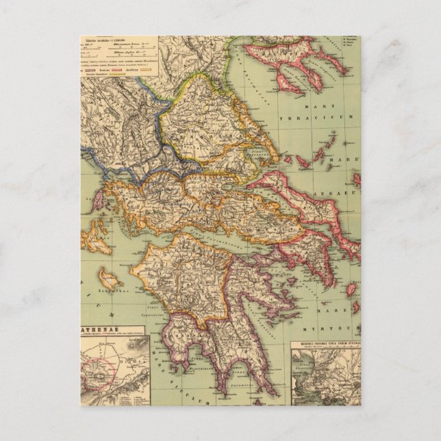 Vintage Map of Greece (1903) Postcard (Front)