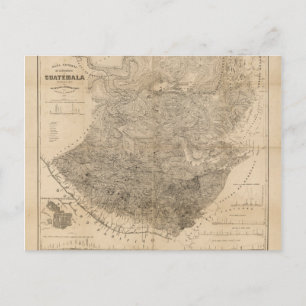 Vintage Map of Guatemala (1859) Postcard