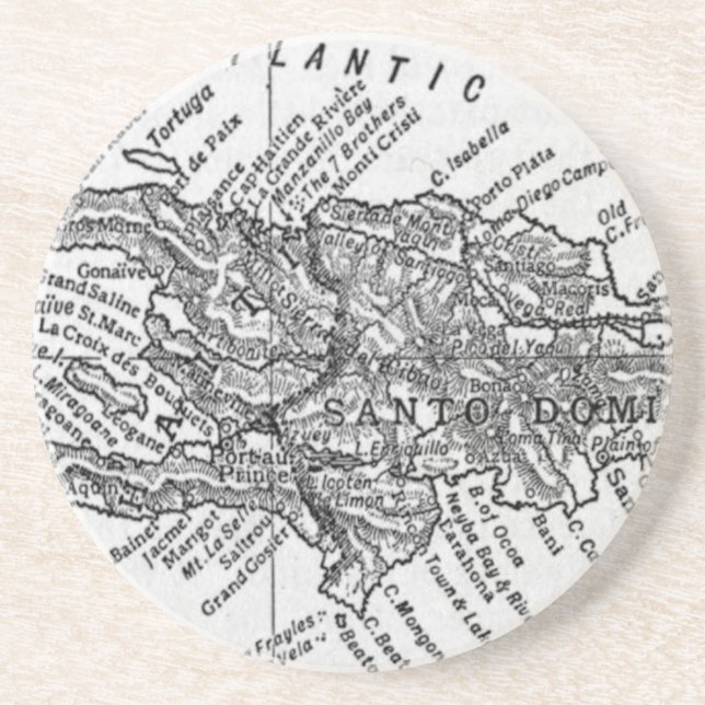 Vintage Map of Haiti (1911) Coaster (Front)