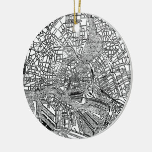 Vintage Map of Hamburg Germany (1911) Ceramic Tree Decoration