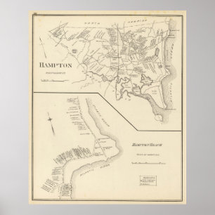 Vintage Map of Hampton Beach NH (1892) Poster
