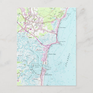 Vintage Map of Hampton Beach NH (1957) Postcard