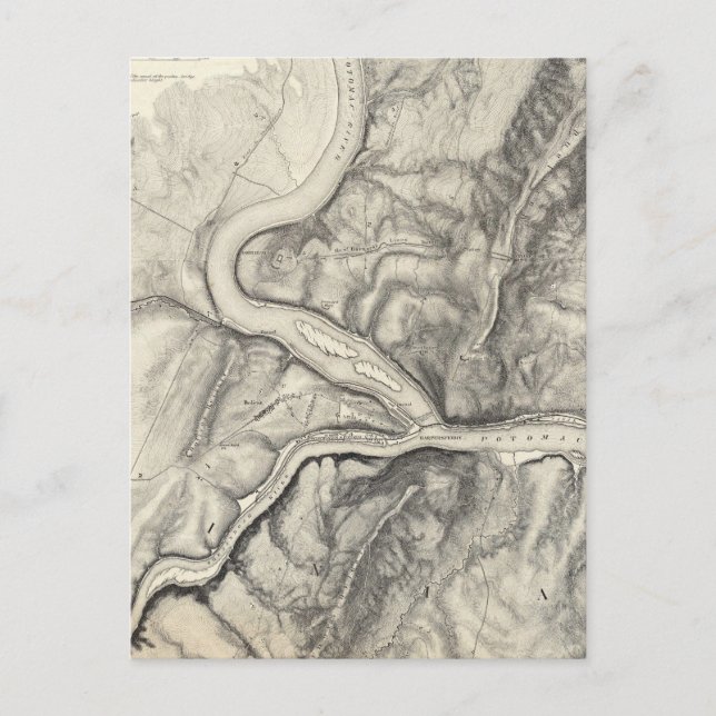 Vintage Map of Harpers Ferry (1863) Postcard (Front)