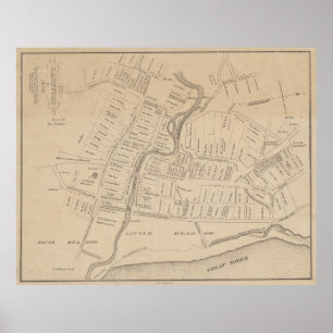 Vintage Map of Hartford CT  in 1640 (1890) Poster