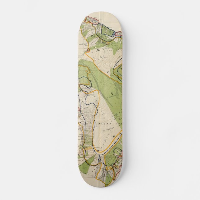 Vintage Map of Hawaii Island (1906) Skateboard (Front)