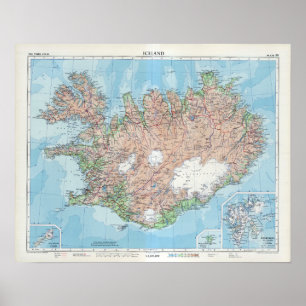 Vintage Map of Iceland Poster