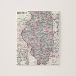 Vintage Map of Illinois (1855) Jigsaw Puzzle