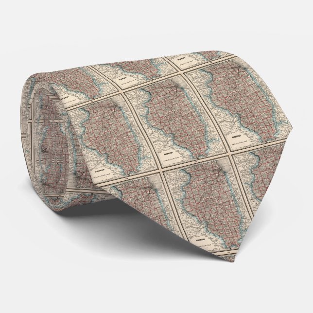 Vintage Map of Illinois (1893) Tie (Rolled)