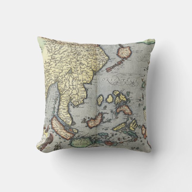 Vintage Map of India | 1592 Cushion (Front)