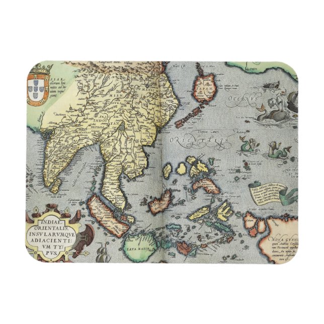 Vintage Map of India | 1592 Magnet (Horizontal)
