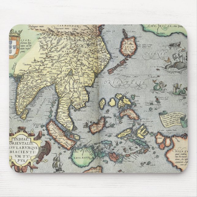 Vintage Map of India | 1592 Mouse Pad (Front)