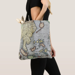 Vintage Map of India 1592 Tote Bag
