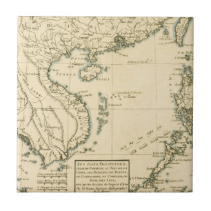 Vintage Map of India    Indian Ocean Ceramic Tile
