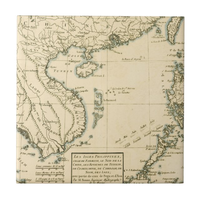 Vintage Map of India |  Indian Ocean Ceramic Tile (Front)
