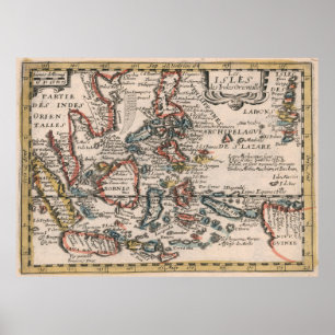 Vintage Map of Indonesia and The Philippines Poster