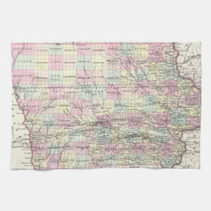 Vintage Map of Iowa (1855) Tea Towel