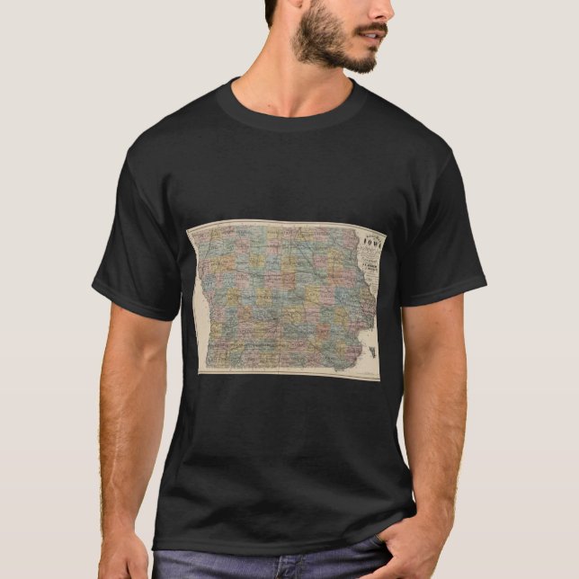 Vintage Map of Iowa 1875 T-Shirt (Front)