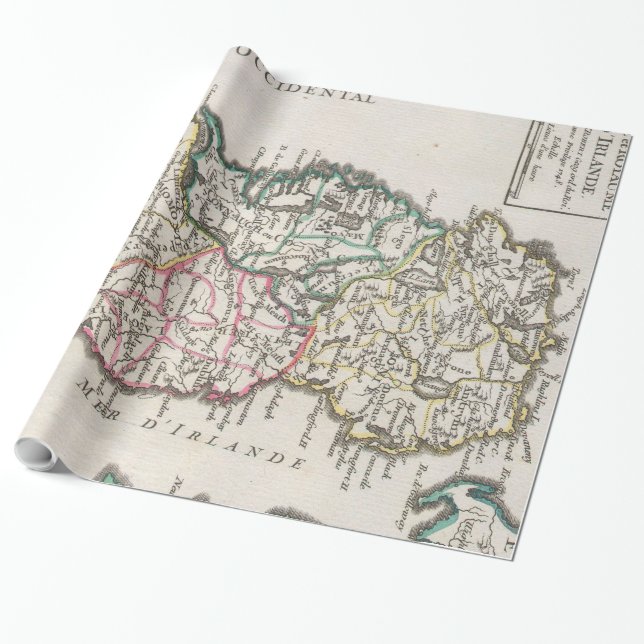 Vintage Map of Ireland (1748) Wrapping Paper (Unrolled)