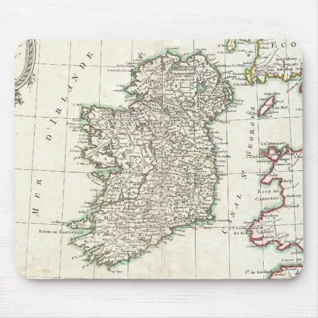 Vintage Map of Ireland (1771) Mouse Pad (Front)