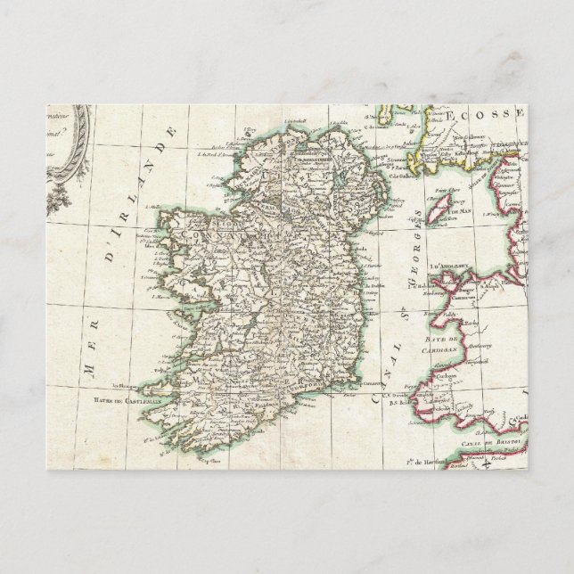 Vintage Map of Ireland (1771) Postcard (Front)