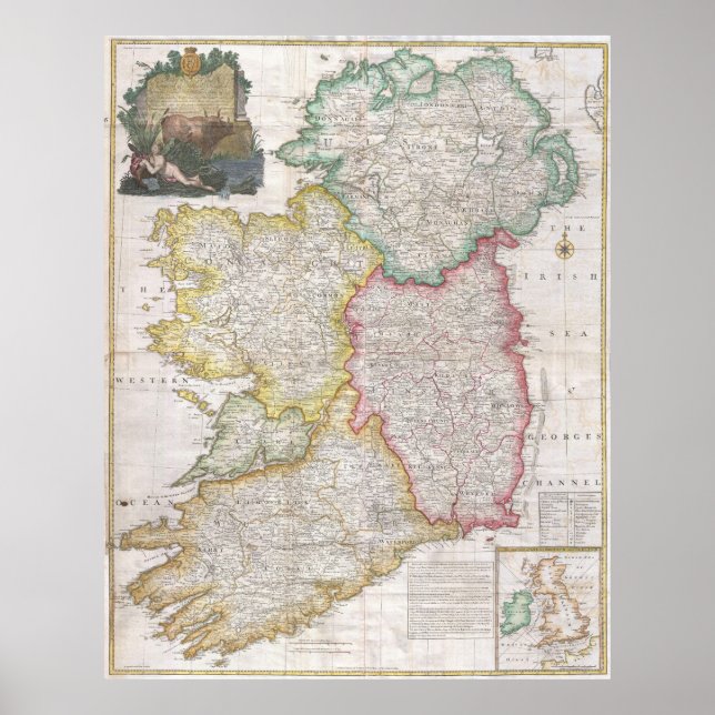 Vintage Map of Ireland (1794) Poster (Front)