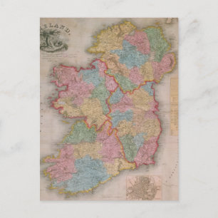 Vintage Map of Ireland (1835) Postcard