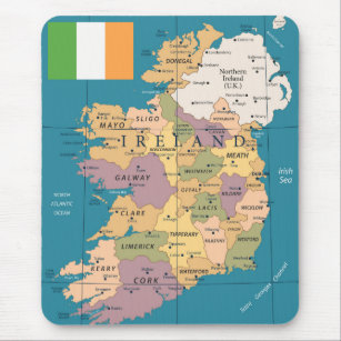 Vintage Map of Ireland Mouse Pad