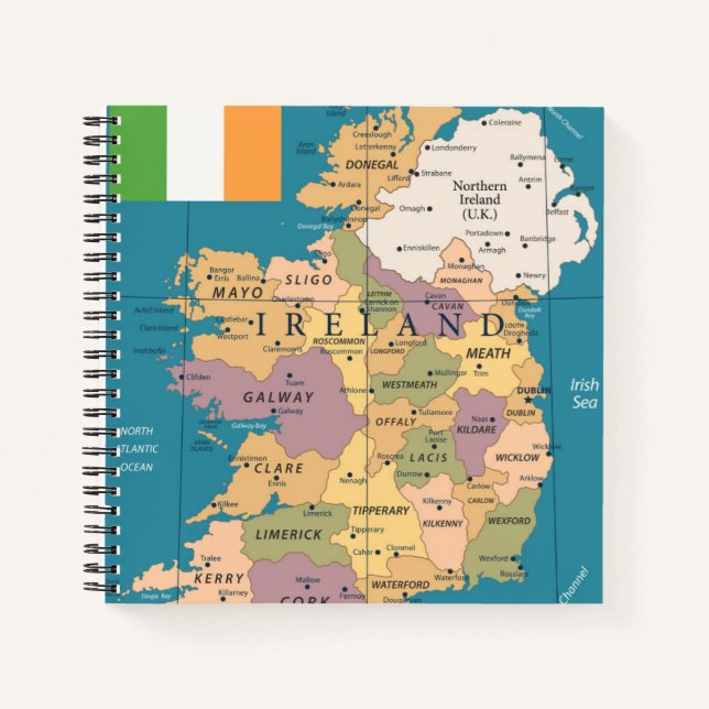 Vintage Map of Ireland Notebook (Front)