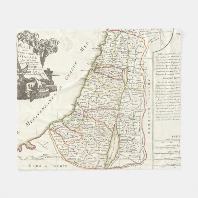 Vintage Map of Israel (1770) Fleece Blanket (Front (Horizontal))