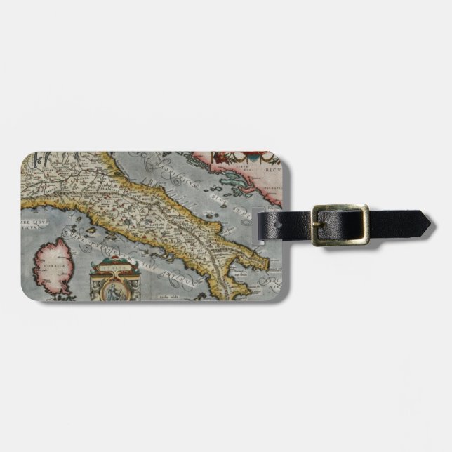 Vintage Map of Italy (1584) Luggage Tag (Front Horizontal)
