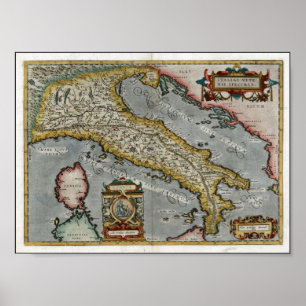 Vintage Map of Italy (1584) Poster